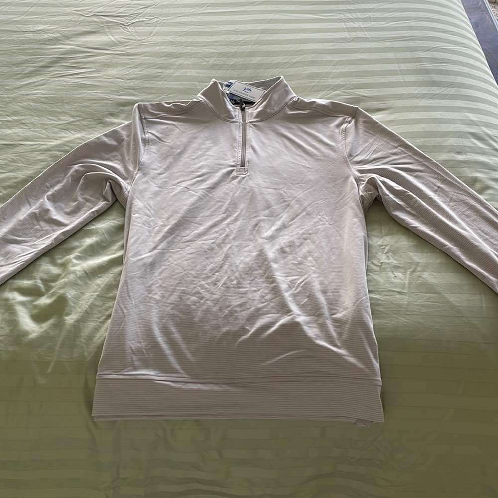 Southern Tide Cruiser Heather Micro Striped Performance Quarter Zip Pullover